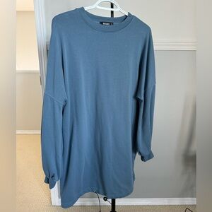 Blue Long Sleeve Sweater Dress